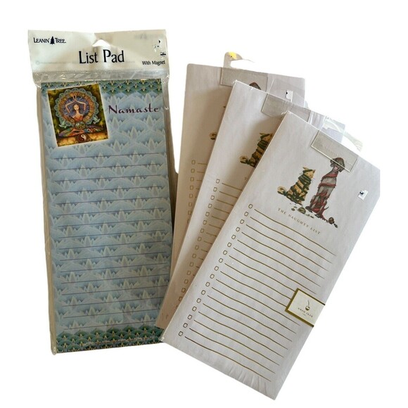 Note Pad 3 Naughty List Shopping List and 1 Namaste Magnetic  NEW - Picture 1 of 6